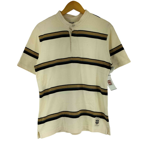 エディーバウアー Eddie Bauer ボーダー柄 ヘンリーネック 半袖 Tシャツ メンズ JPN:M