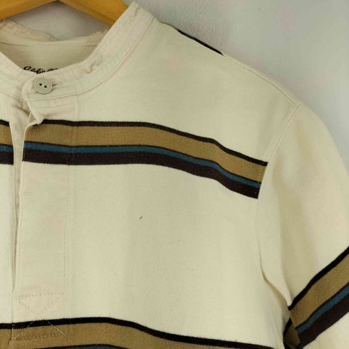 エディーバウアー Eddie Bauer ボーダー柄 ヘンリーネック 半袖 Tシャツ メンズ JPN:M