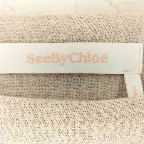 シーバイクロエ SEE BY CHLOE コットン リネン ボートネック パフスリーブ ブラウス レディース 34