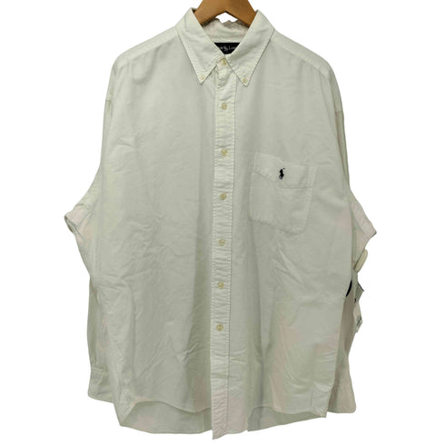 ラルフローレン RALPH LAUREN 90s BIG SHIRT ビッグシャツ ポニー刺繍 ボタンダウン シャツ 長袖 無地 メンズ import:L