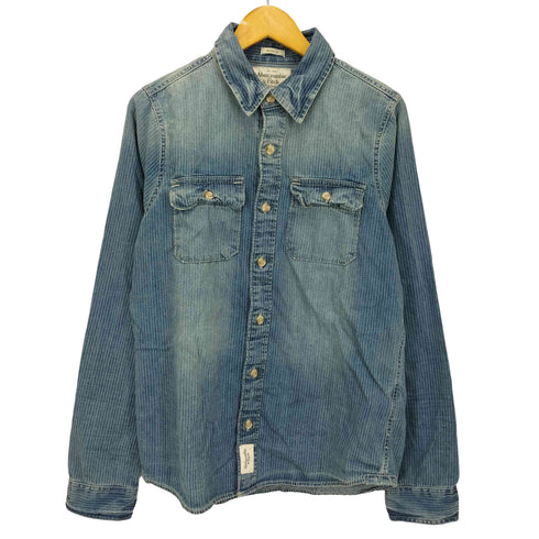 アバクロンビーアンドフィッチ Abercrombie & Fitch ウォッシュ加工 ストライプ デニム シャツ メンズ import:M