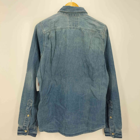 アバクロンビーアンドフィッチ Abercrombie & Fitch ウォッシュ加工 ストライプ デニム シャツ メンズ import:M