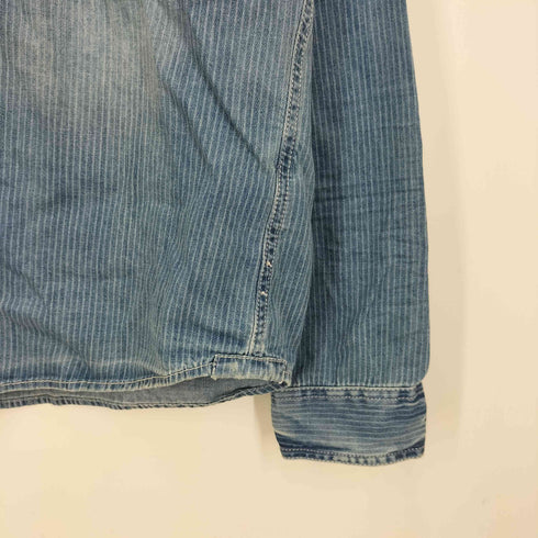 アバクロンビーアンドフィッチ Abercrombie & Fitch ウォッシュ加工 ストライプ デニム シャツ メンズ import:M