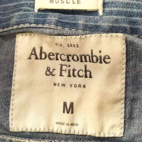 アバクロンビーアンドフィッチ Abercrombie & Fitch ウォッシュ加工 ストライプ デニム シャツ メンズ import:M