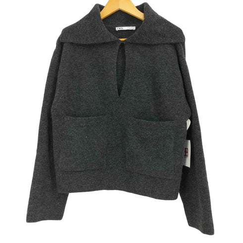 ザラ ZARA プレーンニットパッチポケットセーター レディース import:M