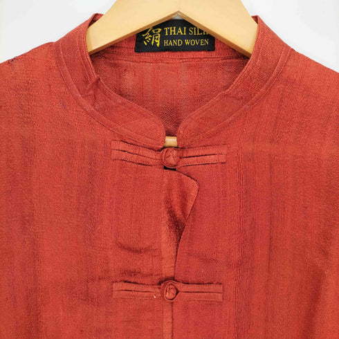 THAI SILK 絹 チャイナシャツ メンズ