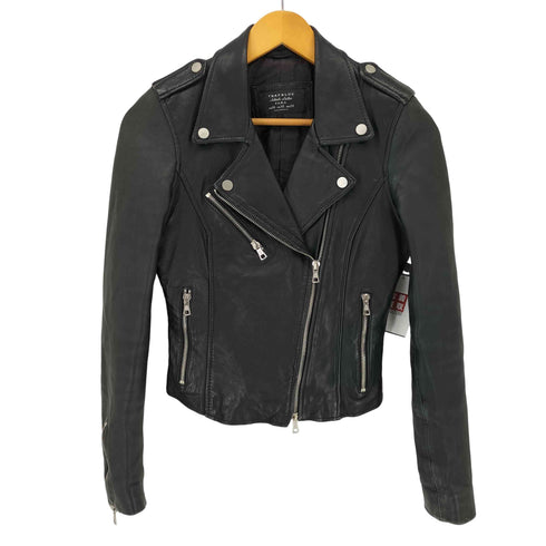 ザラ ZARA TRF SHEEP LEATHER シープレザー ダブルライダースジャケット レディース XS