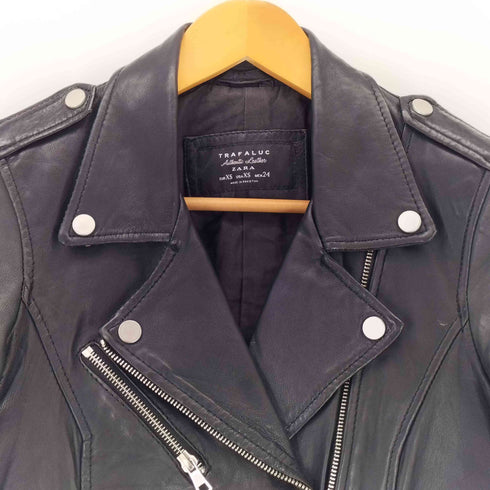ザラ ZARA TRF SHEEP LEATHER シープレザー ダブルライダースジャケット レディース XS