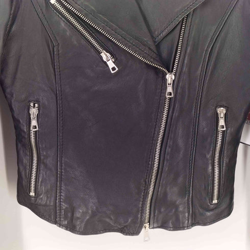 ザラ ZARA TRF SHEEP LEATHER シープレザー ダブルライダースジャケット レディース XS