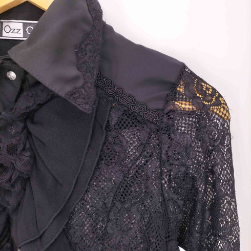 ozz on レース フリル クロス スナップボタン L/S 長袖 シャツ レディース