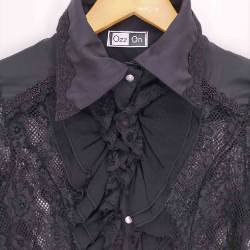 ozz on レース フリル クロス スナップボタン L/S 長袖 シャツ レディース