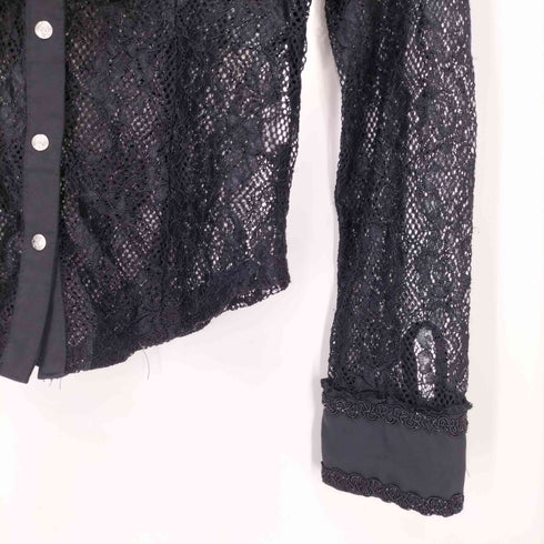 ozz on レース フリル クロス スナップボタン L/S 長袖 シャツ レディース