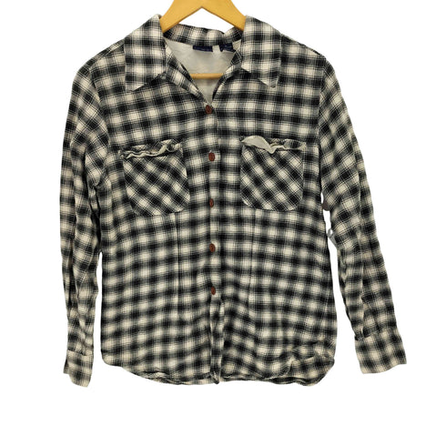 ギャップ Gap 90s 開襟 フラップポケット チェックフランネル オープンカラーシャツ レディース S