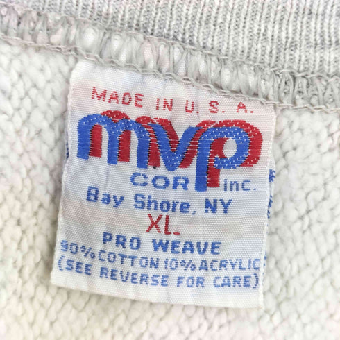 エムブイピー MVP 90S USA製 カレッジプリント リバース ダメージ スウェット メンズ import:XL