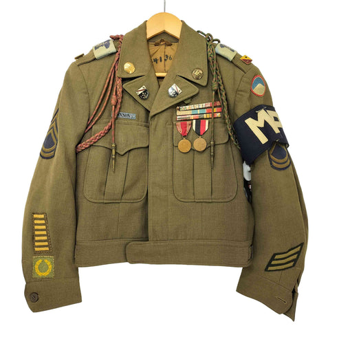 ユーエスアーミー U.S. ARMY 40s WWII Eisenhower Jacket IKE JACKET アイゼンハワージャケット アイクジャケット 腕章 勲章 メンズ 36
