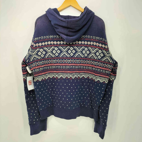 ポロバイラルフローレン Polo by RALPH LAUREN 90s バーズアイ ノルディック 雪柄 裏サーマル ジップアップ パーカー メンズ import:XL