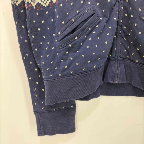 ポロバイラルフローレン Polo by RALPH LAUREN 90s バーズアイ ノルディック 雪柄 裏サーマル ジップアップ パーカー メンズ import:XL
