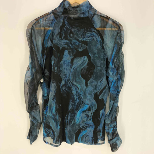 デシグアル Desigual ギャザー 総柄 シアートップス パワーネット レディース import:XL