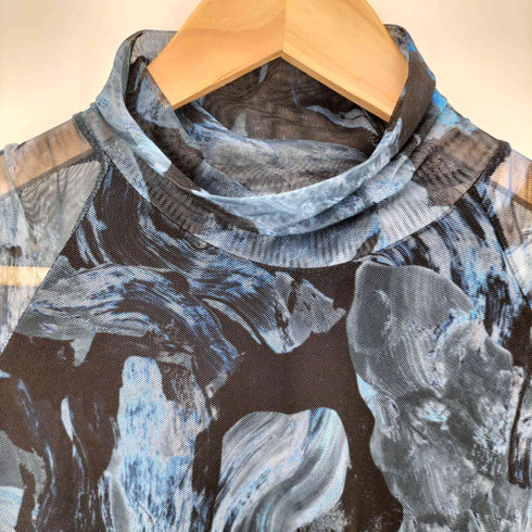 デシグアル Desigual ギャザー 総柄 シアートップス パワーネット レディース import:XL