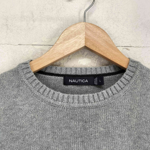 ノーティカ NAUTICA ボーダー クルーネック コットン ニット セーター メンズ L
