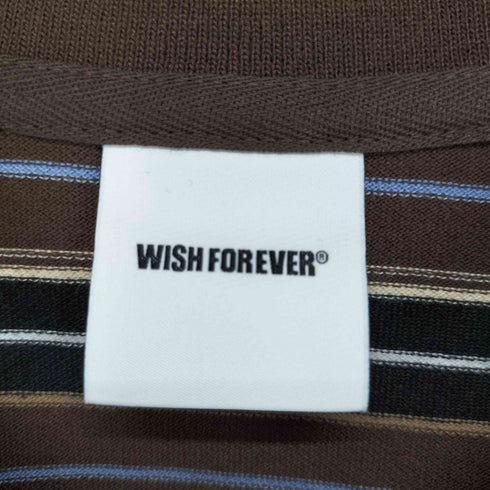WISH FOREVER ウィッシュフォーエバー 刺繍 ワッペン ボーダー 半袖 ポロシャツ レディース L