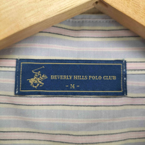 ビバリーヒルズポロクラブ BEVERLY HILLS POLO CLUB ロゴ 刺繍 ストライプ 長袖 シャツ メンズ M