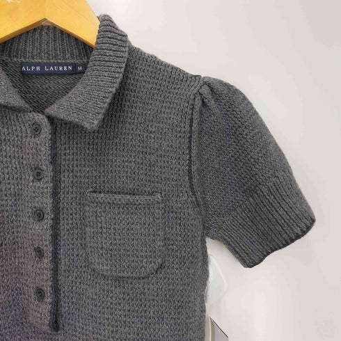 ラルフローレン RALPH LAUREN 90-00S ローゲージ ウール 半袖 ポロ ニット レディース import:M