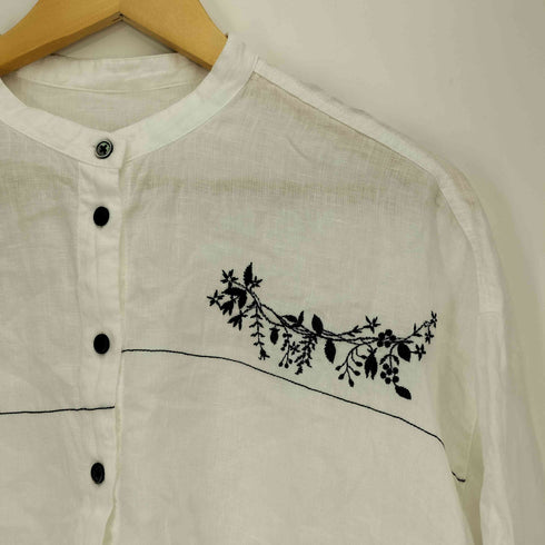 コットンハウスアヤ Cotton House Aya YESTERDAYCROSS 部分刺繍・リネンスタンドカラーブラウス レディース JPN:M