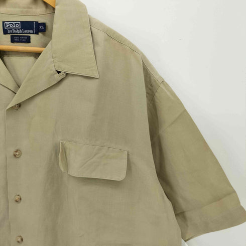 ポロバイラルフローレン Polo by RALPH LAUREN ポニー無し レーヨン リネン オープンカラー 半袖 シャツ ボックスシルエット メンズ import:XL
