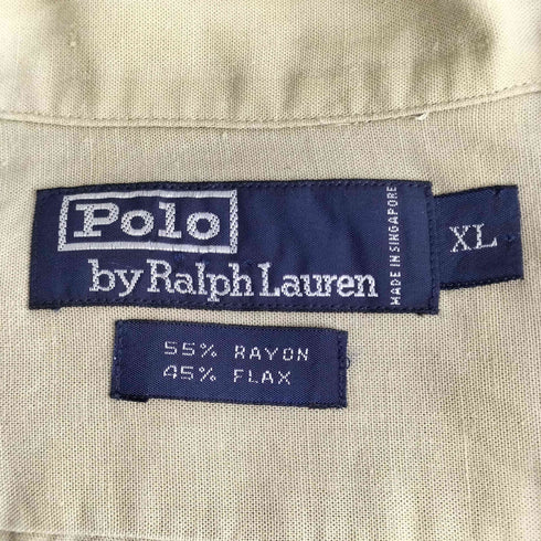 ポロバイラルフローレン Polo by RALPH LAUREN ポニー無し レーヨン リネン オープンカラー 半袖 シャツ ボックスシルエット メンズ import:XL