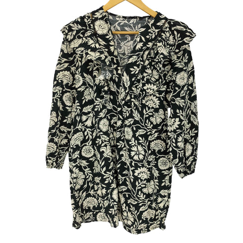 ザラ ZARA 花柄 チュニックワンピース ロング丈 ブラウス レディース import:M