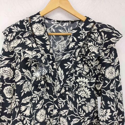 ザラ ZARA 花柄 チュニックワンピース ロング丈 ブラウス レディース import:M