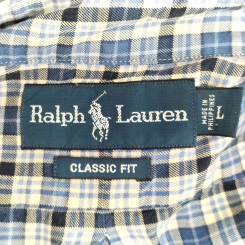 ラルフローレン RALPH LAUREN 90-00s CLASSIC FIT ポニー刺繍 マドラスチェック 長袖 ボタンダウンシャツ メンズ import:L