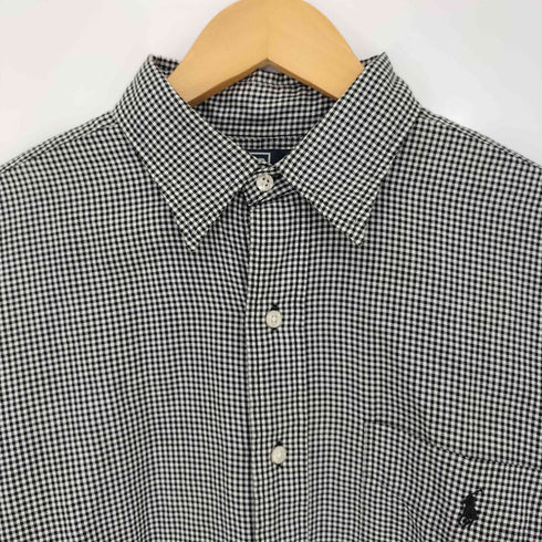 ポロバイラルフローレン Polo by RALPH LAUREN 90-00s LOWELL SPORT ポニー刺繍 フロントポケット ギンガムチェック 長袖シャツ メンズ import:M