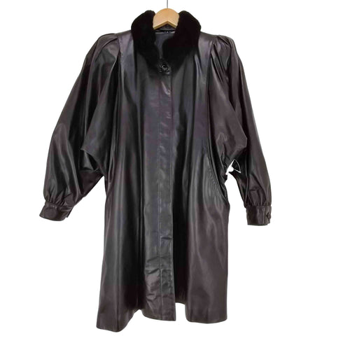 MON KURONO クロノ cow leather カウレザー 牛革 ファー ドルマンスリーブ 比翼 レザーコート レディース F