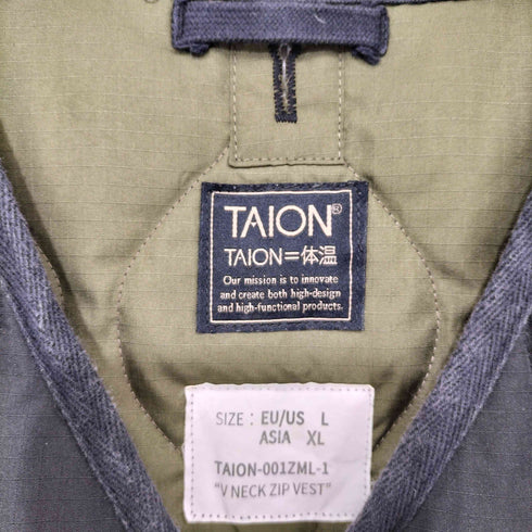 タイオン TAION V NECK ZIP VEST Vネック ジップ ベスト インナーダウン メンズ JPN:L