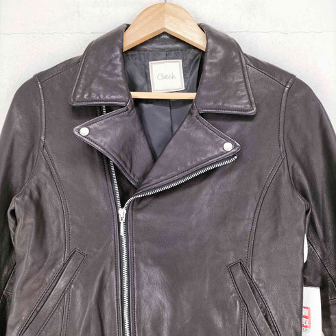 チーク cheek lamb leather ラムレザー 山羊革 ダブル ライダース ジャケット レディース M