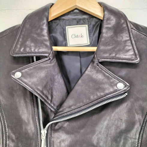 チーク cheek lamb leather ラムレザー 山羊革 ダブル ライダース ジャケット レディース M