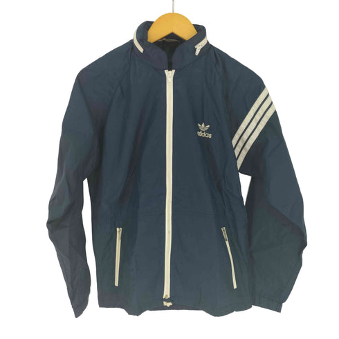 アディダス adidas デサント製 スリーストライプ ナイロンフード付ジャケット レディース JPN:M