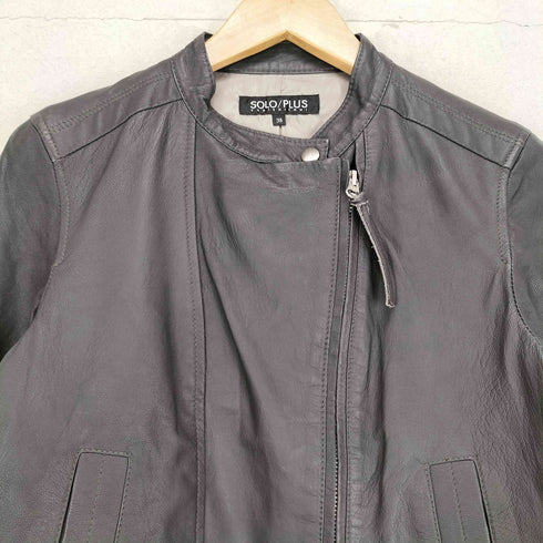 SOLO/PLUS ソロプラス lamb leather ラムレザー 羊革 スタンドカラー ダブル ライダース ジャケット レディース 38