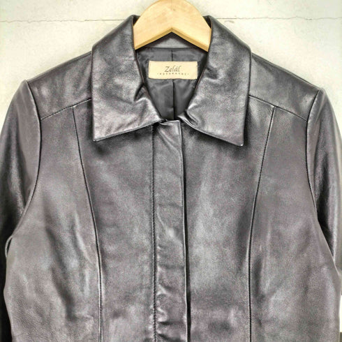 モトマチゼラール MOTOMACHI Zelal lamb Leather ラムレザー 羊革 比翼 レザー ハーフコート レディース 9AR