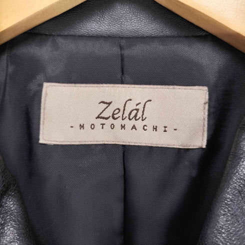 モトマチゼラール MOTOMACHI Zelal lamb Leather ラムレザー 羊革 比翼 レザー ハーフコート レディース 9AR