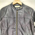 ナチュラルビューティーベーシック NATURAL BEAUTY BASIC lamb leather ラムレザー 羊革 プリント スタンドカラー ジップ レザー ジャケット レディース M