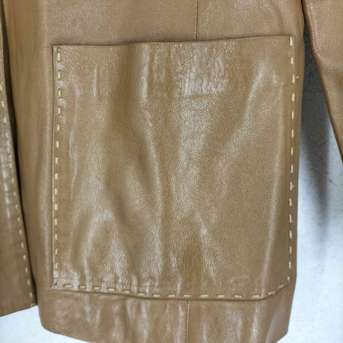 lamb leather ラムレザー 羊革 ステッチデザイン ハーフコート レディース 88