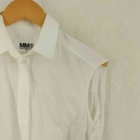 エムエムシックスメゾンマルタンマルジェラ MM6 Maison Martin Margiela 14SS コットン 比翼 ノースリーブ レギュラーカラー シャツ レディース 40