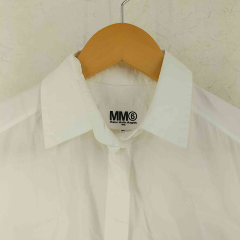 エムエムシックスメゾンマルタンマルジェラ MM6 Maison Martin Margiela 14SS コットン 比翼 ノースリーブ レギュラーカラー シャツ レディース 40