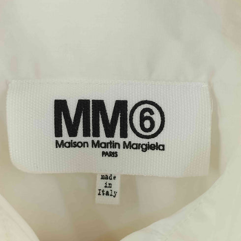 エムエムシックスメゾンマルタンマルジェラ MM6 Maison Martin Margiela 14SS コットン 比翼 ノースリーブ レギュラーカラー シャツ レディース 40