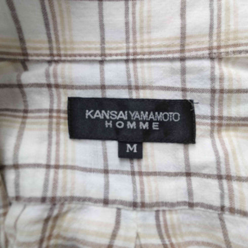 カンサイヤマモト KANSAI YAMAMOTO HOMME リネン混 チェック 半袖 シャツ メンズ M