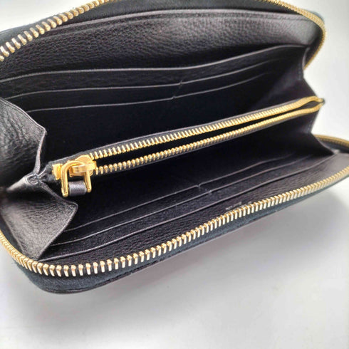 プラダ PRADA ロゴプレート シボレザー ラウンドジップ ロングウォレット メンズ
