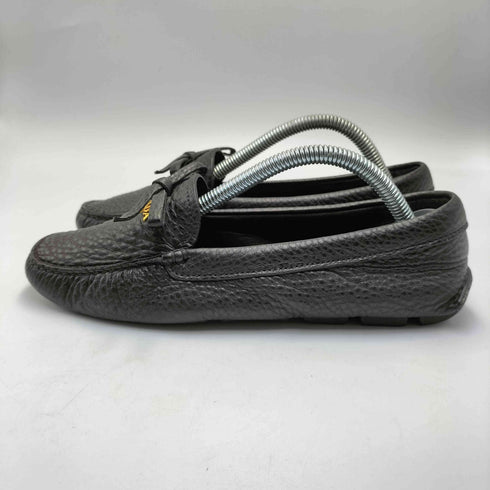 プラダ PRADA ロゴプレート シボレザー モカシン リボン ドライビングシューズ レディース 37 1/2